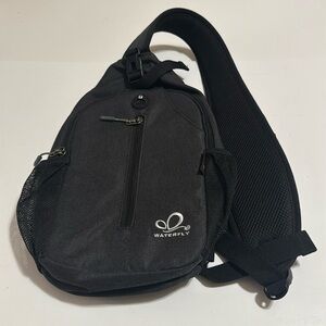 Waterfly Black Crossbody Sling Backpack